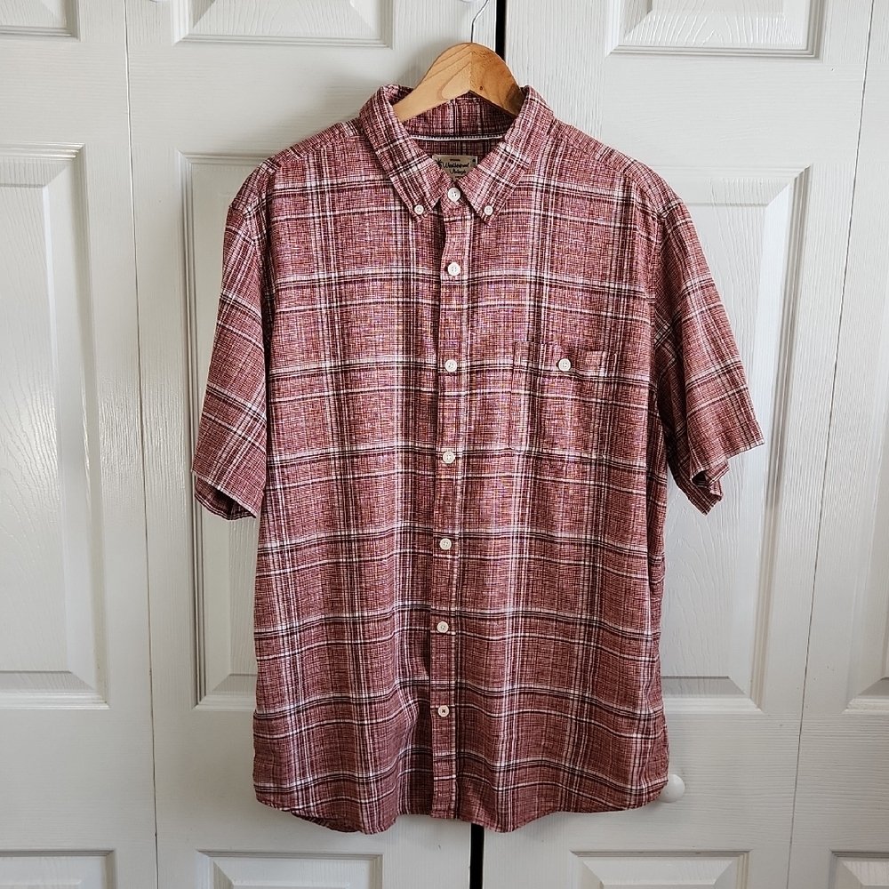 Weatherproof Vintage Men's‎ Rusty Red Plaid Button-Down Short Sleeve Shirt SZ XL